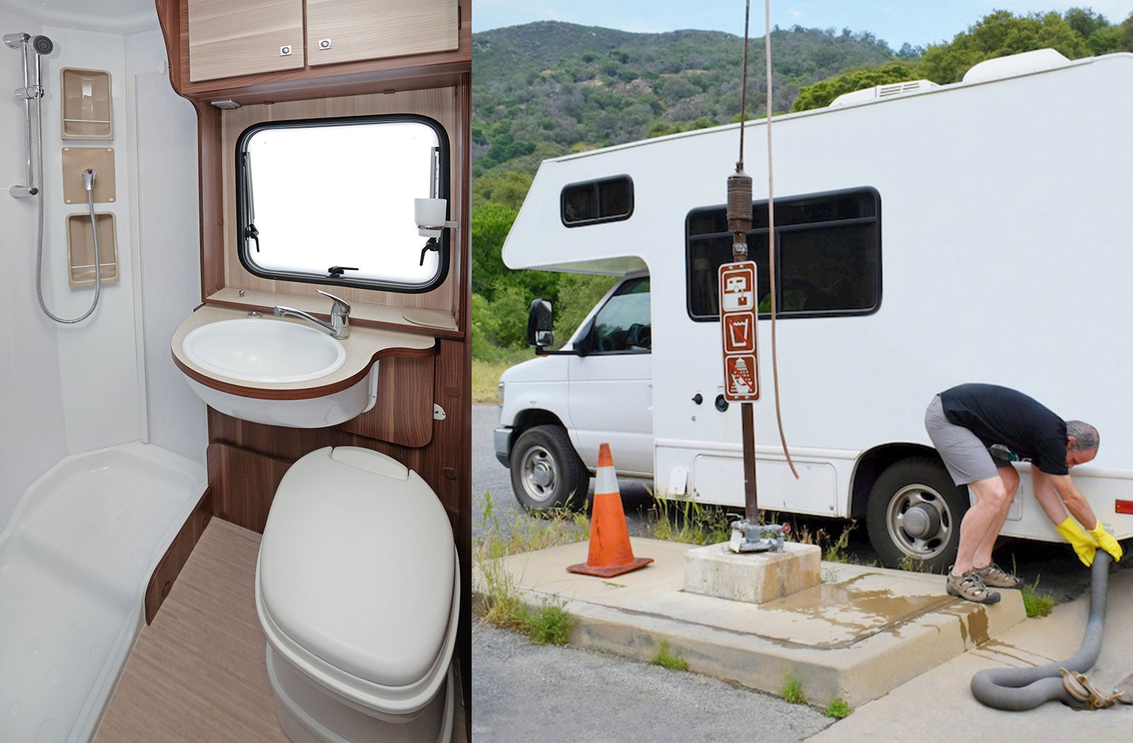 Portable RV/camper toilet and holding tank setup in Yelm, Washington